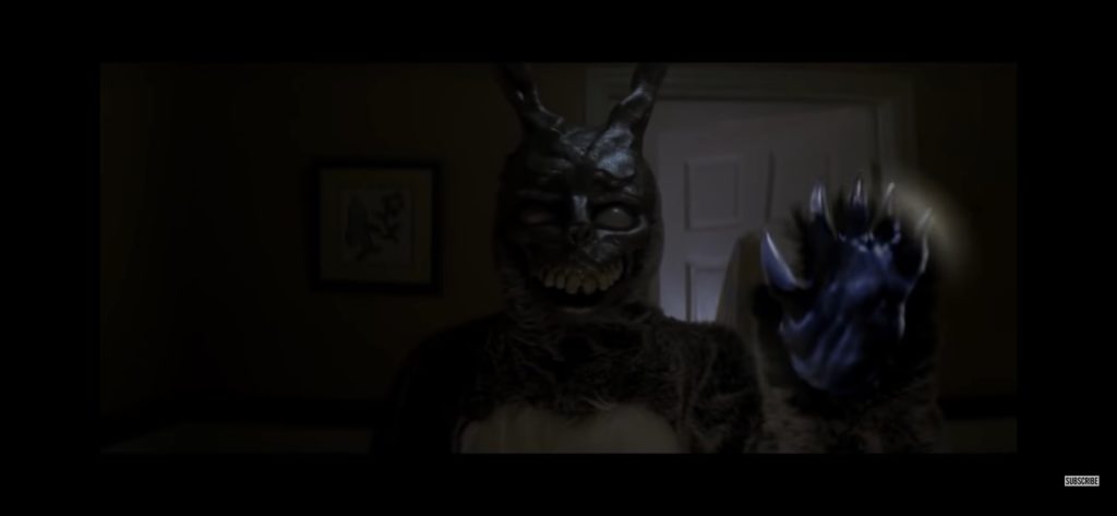 Donnie Darko movie still of Frank the evil bunny.