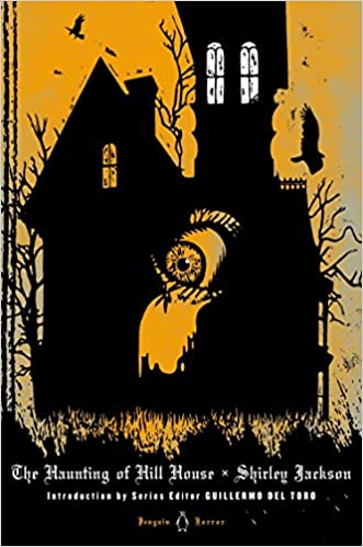 Your Next Read Based On Your Halloween Aesthetic. 'The Haunting of Hill House' book cover. Huge black house with a creepy eye in it