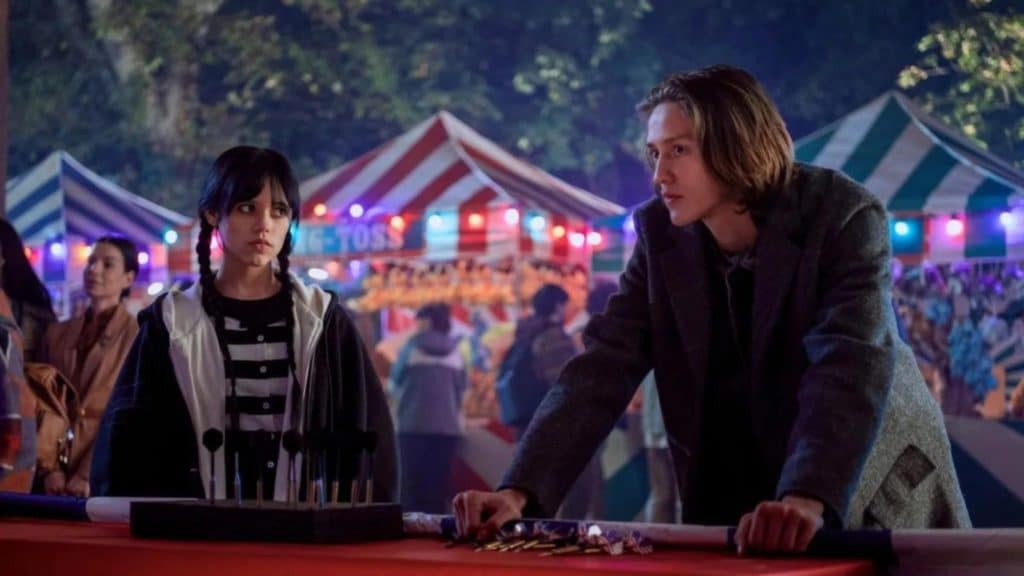 Jenna Ortega and Percy Hynes White as Wednesday and Xavier