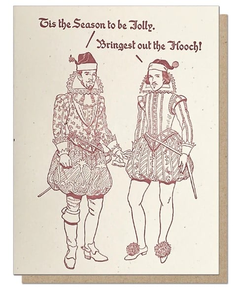12 Bookish Christmas Cards That Are Truly Be-yule-tiful. Shakespeare Christmas card.