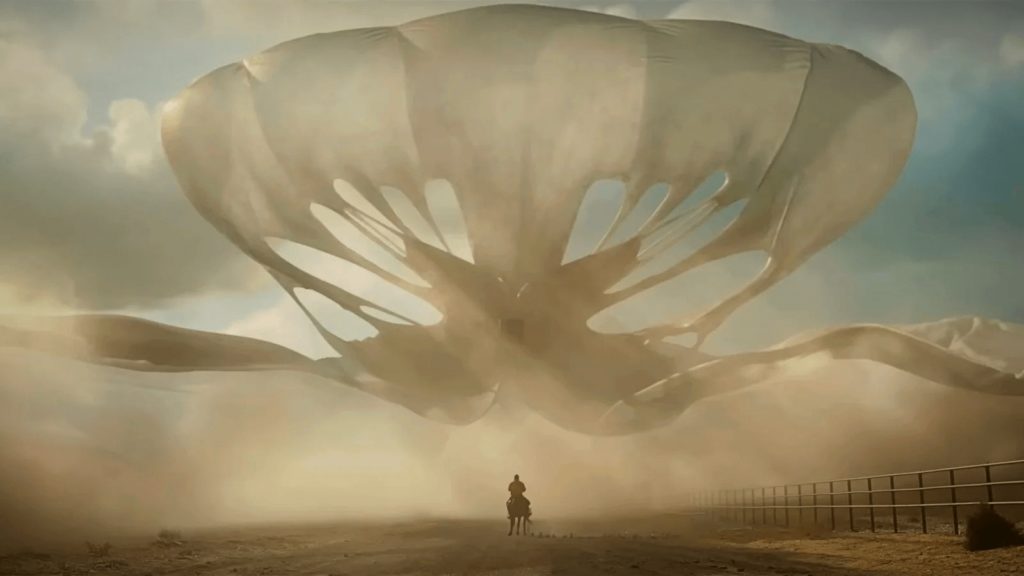 'Nope' alien fanned out like an air balloon