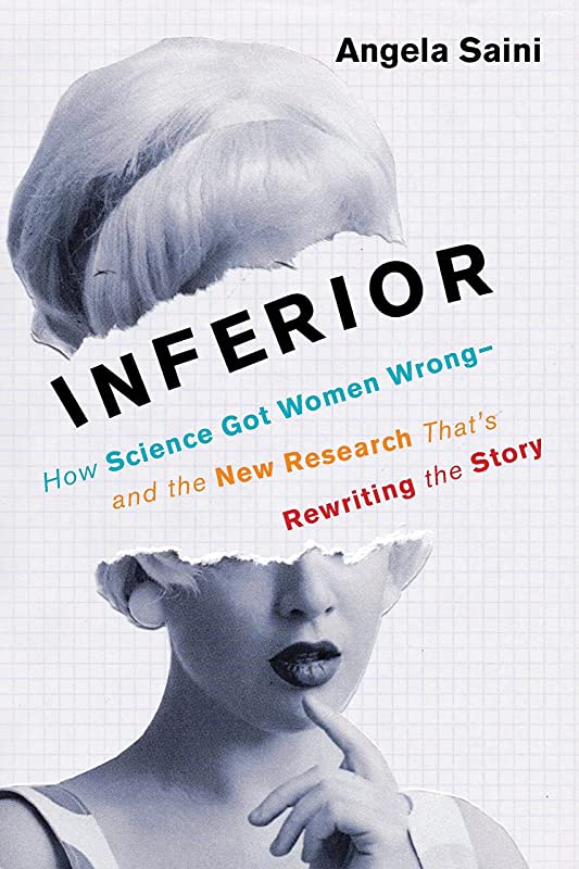 Angela Saini's 'Inferior' book cover, depicting a woman with her eyes hidden.