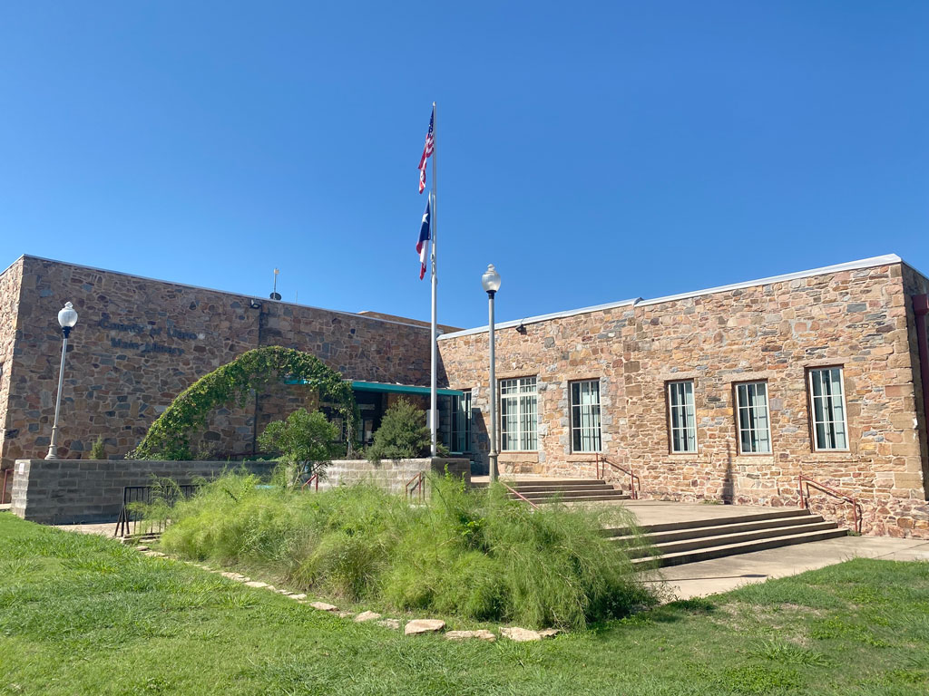 Llano County Library in Texas. Recent board members of Llano County Commisioners Office have been under fire because of unconstituional book ban.