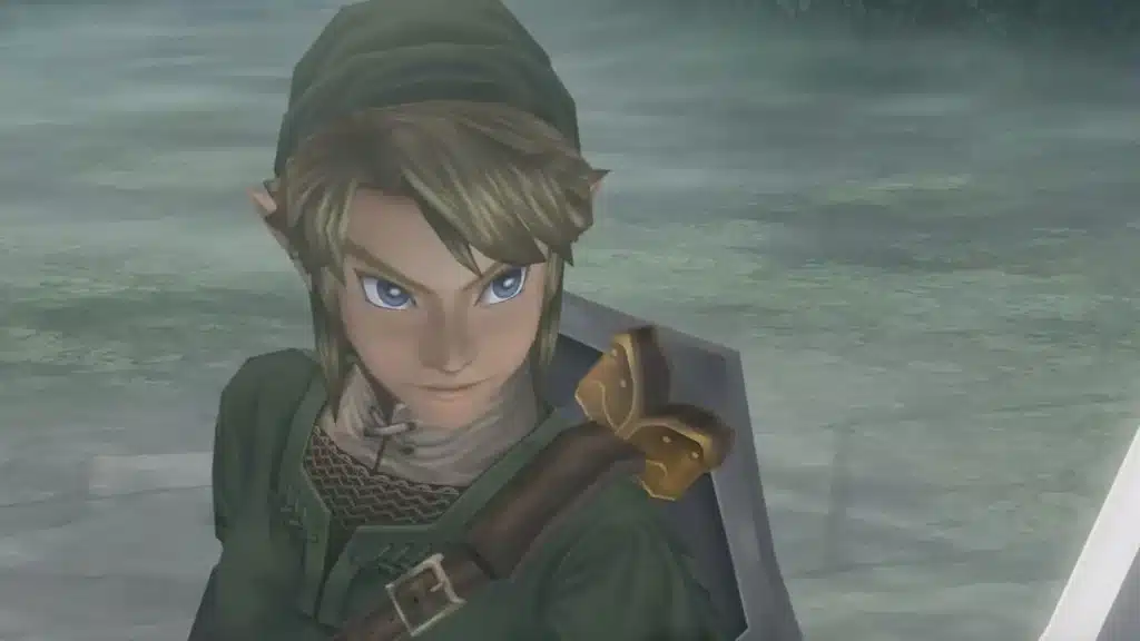 Link preparing to battle in Nintendo's the Legend of Zelda: Twilight Princess