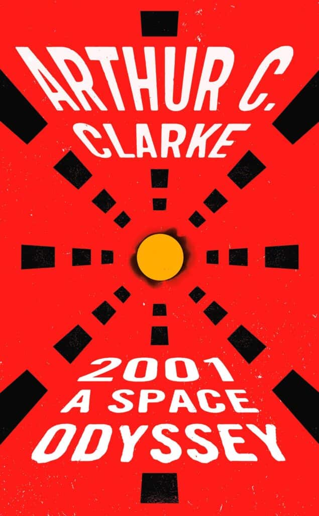 60s-kids-check-out-your-birth-years-most-popular-book-2001-a-space-odyssey-red-background-with-black-lines-going-to-circular-orange-center