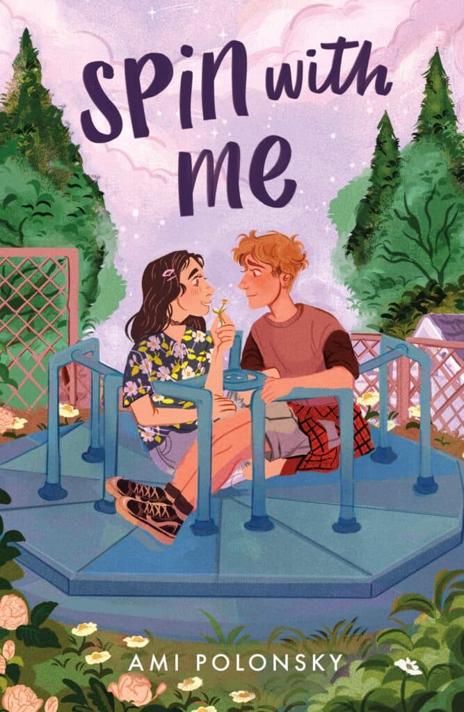 A girl and a nonbinary person on a playground twister- spin with me book cover-- LGBTQ+