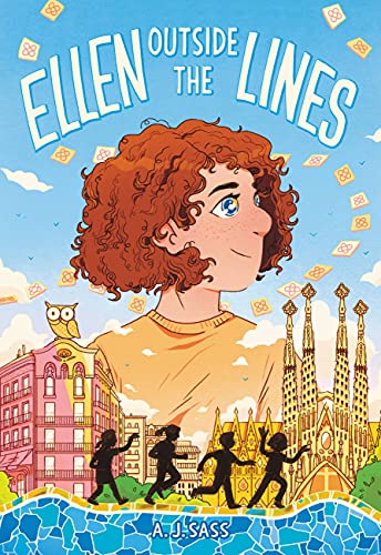 Ellen Outside the Lines by A.J. Sass-- Girl with red hair over a city