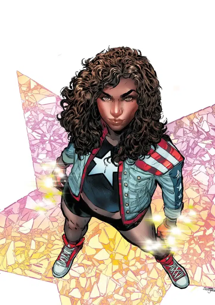 Fandom-Miss-America-stands-in-a-star-while-her-fists-are-glowing-showing-her-power
