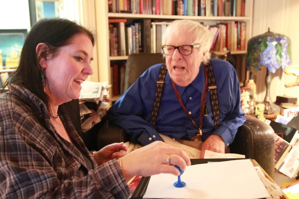 Ray Bradbury & Susan Gerbic,, magic vase trick, August 2010