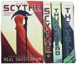 Image of "Arc of a Scythe" series by Neal Shusterman box set-science-fiction-AI-google-ChatGPT