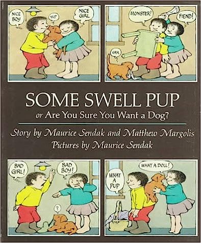 book-cover-of-some-swell-pup-or-are-you-sure-you-want-a-dog-comic-blocks-fillled-with-a-man-woman-and-do-maurice-sendak