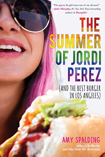 the-summer-of-jordi-perez-and-the-best-burger-in-los-angeles-amy-spadling-a-person-with-pink-hair-eats-a-burger-on-a-white-background-pansexual-romance-book-cover
