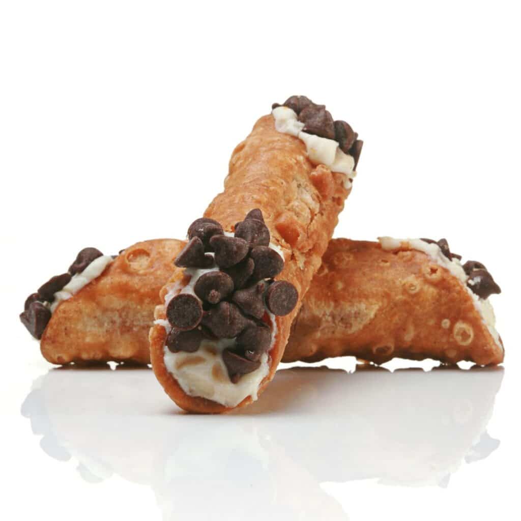 Two cannoli with chocolate chips-food-truck-genre-reading