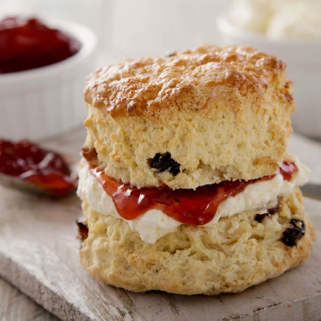Berry scone with jam and cream cheese in the middle-food-truck-genre-reading