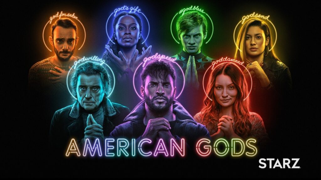american-gods-starz-poster-six-character-haloes-by-neon-lights