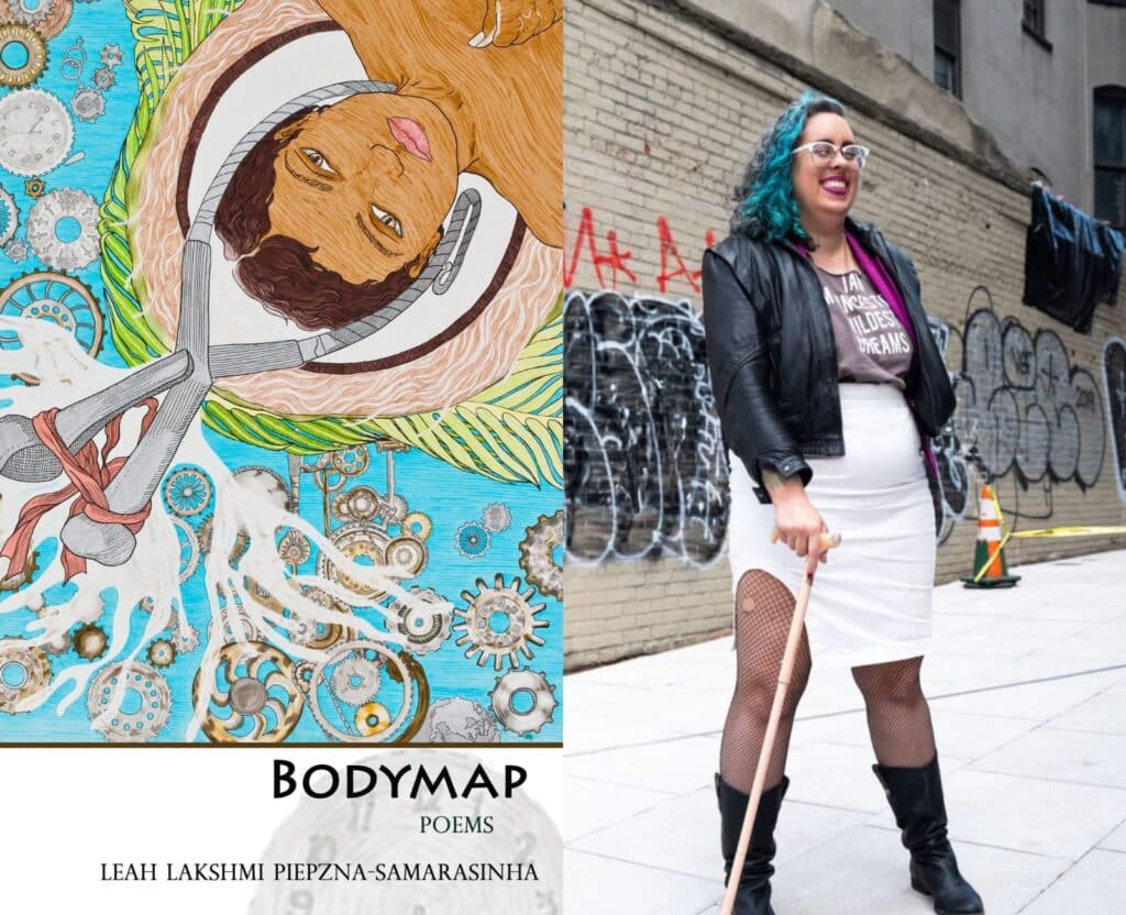 bodymap-by-leah-lakshmi-pie[zna-samarasinha-book-cover-and-portrait-of-leah-lakshmi-pie[zna-samarasinha-lgbtq+-queer-poetry