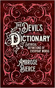 speculative-fiction-writer-ambrose-bierce-the-devil's-dictionary-book-cover-white-title-on-swirled-red-background