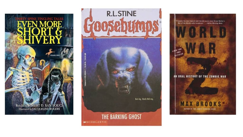 even-more-short-and-shivery-by-robert-san-souci-the-barking-ghost-by-r-l-stine-and-world-war-z-by-max-brooks