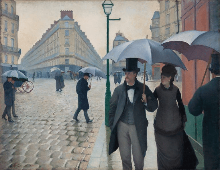 people-walking-in-the-rain-flâneurparis-street;-rainy day-by- gustavee-caillebotte