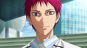 Akashi Seijuro standing outside with a skyscraper in the background