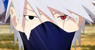 Hatake Kakashi not wearing his headband and exposing his sharingan