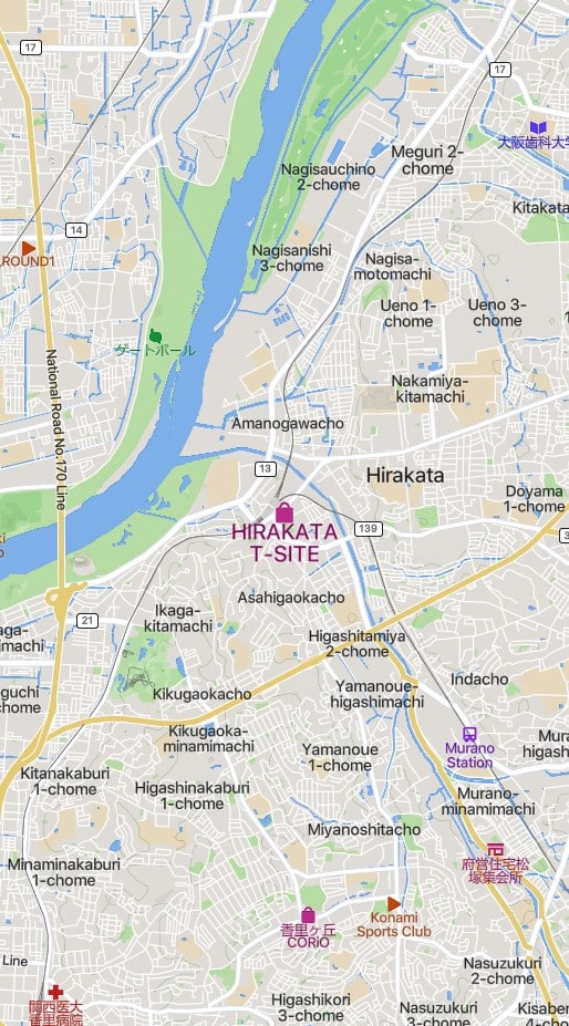 map-of-hirakata-city-showing-hirakata-t-site-japanese-bookstore-and-surrounding-attractions-japanese