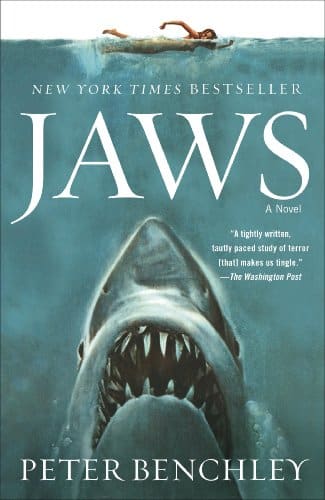 jaws-book-cover-by-peter-benchley-sharks-going-to-swimmer