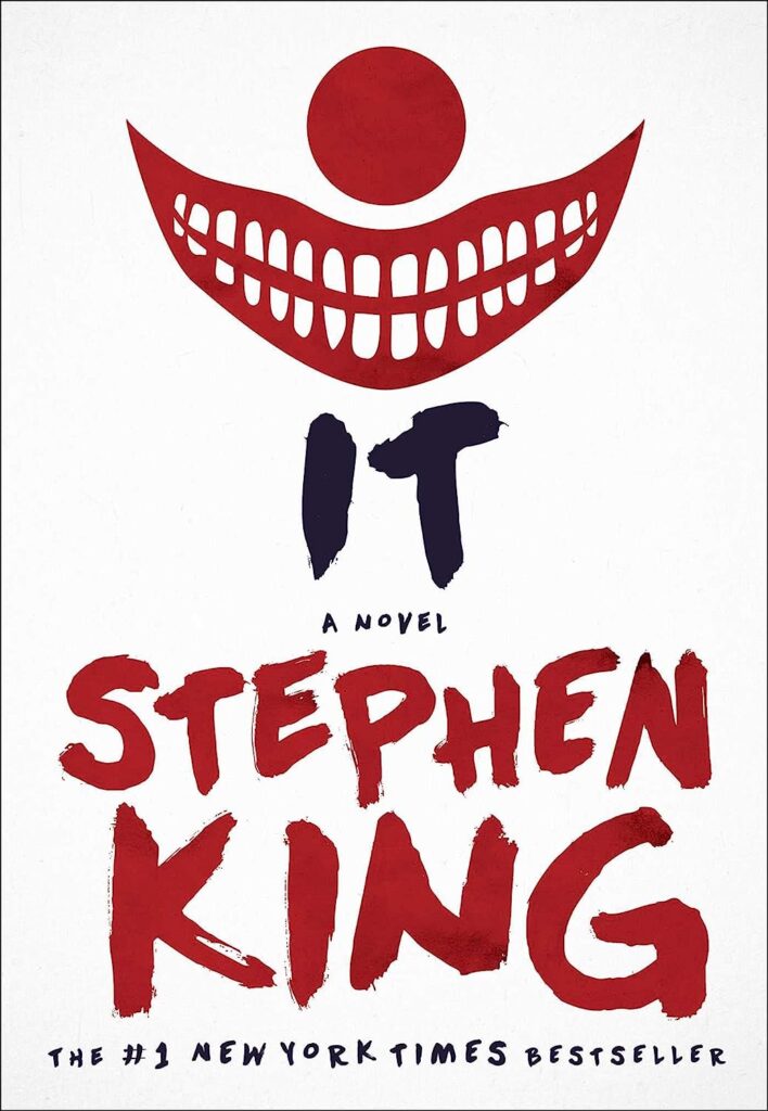 most-popular-books-from-your-birth-year-80s-edition-it-book-cover-clown-toothy-grin-and-nose