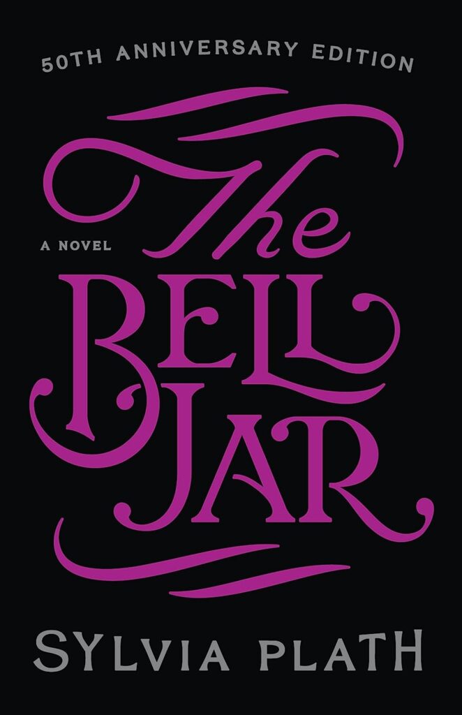 most-popular-books-published-each-year-in-the-60s-the-bell-jar-bookcover-ink-text-over-black-background