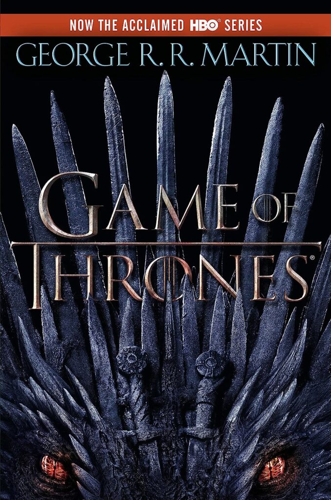 most-popular-books-published-each-year-in-the-90s-a-game-of-thrones-book-cover-spike-dragon-head-with-red-eyes