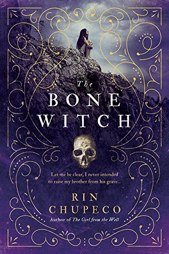 the-bone-witch-ren-chupeco-book-cover-purple-yellow-scroll-design-with-a-girl-sitting-on-a-cliff-bookstr-book-club